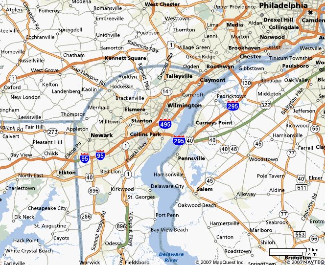 Map of Northern Delaware